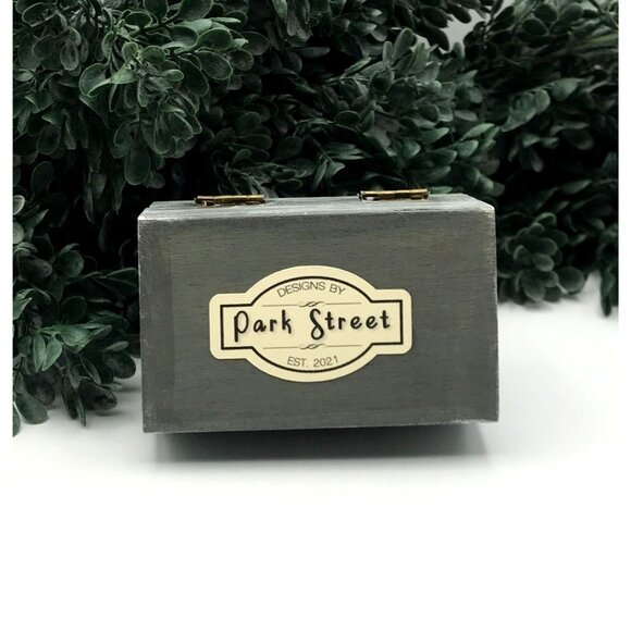 Decorative Small Wooden Trinket Box With Green & Floral Decoupage Design Paper F - Picture 5 of 5